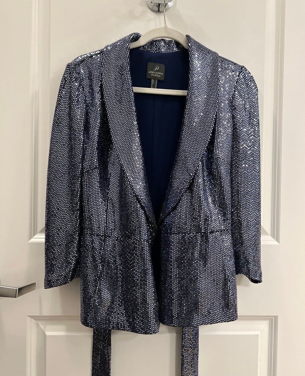 Adrianna Papell Women's Metallic Knit Wrap Top Size 6 - Picture 3 of 12
